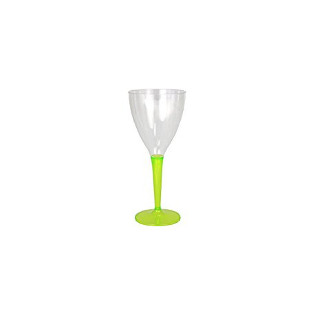 Verre à pied couleur vert anis plastique réutilisable par 6