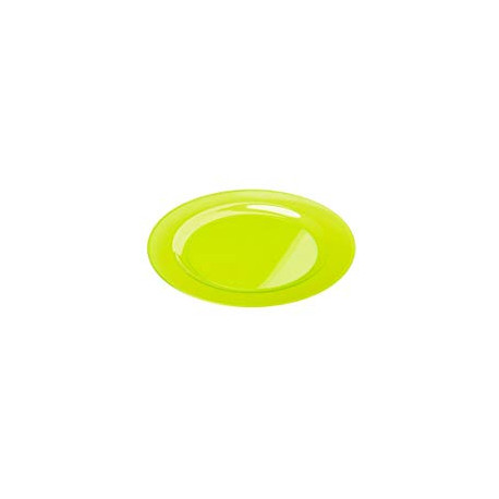 Assiette ronde plastique rigide vert anis 23 cm par 6