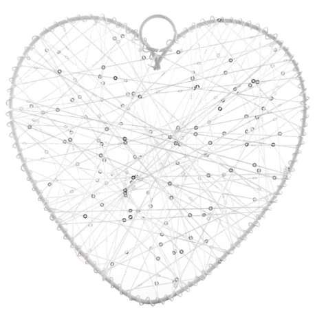 Coeur de fil blanc 20 cm, contour en métal à l'unité