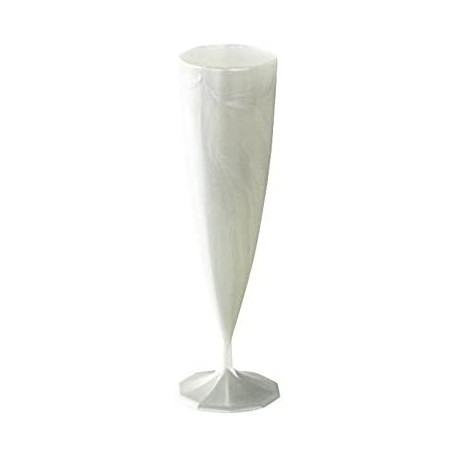 Flûte à champagne plastique effet torsadé blanc nacré