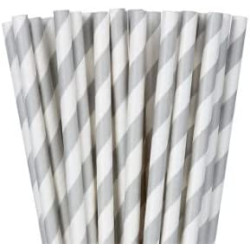 250 pailles 2 couleurs en papier Blanc et Gris