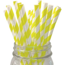 Paille torsadée en papier jaune et blanc par 250
