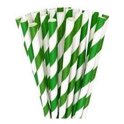 250 pailles papier torsadé vert et blanc
