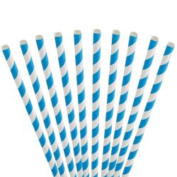 250 pailles en papier torsadé bleu et blanc