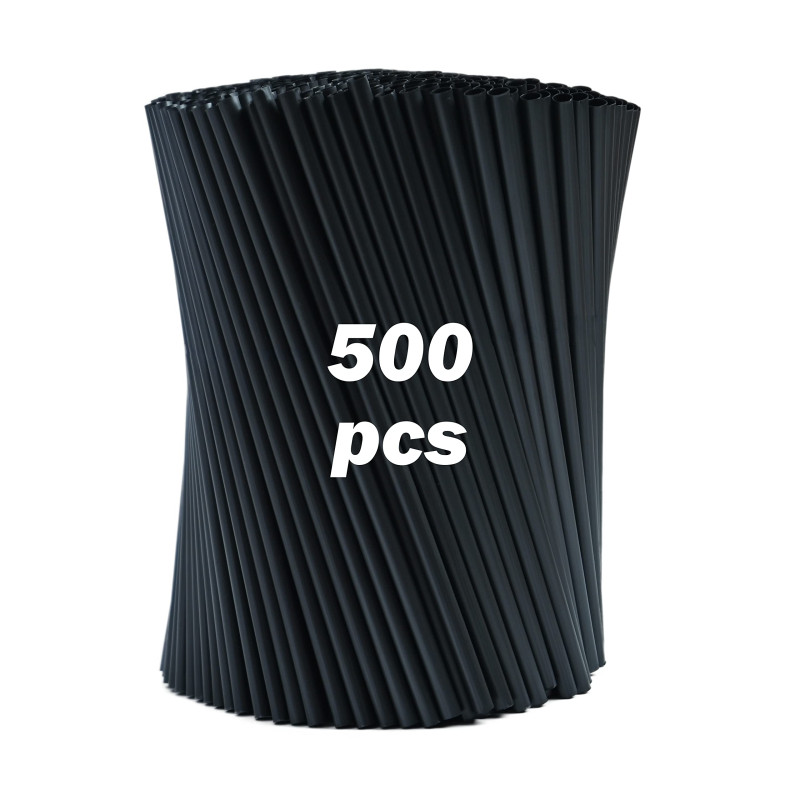 Pailles en plastique noir 100-600pcs Paille jetable à boire