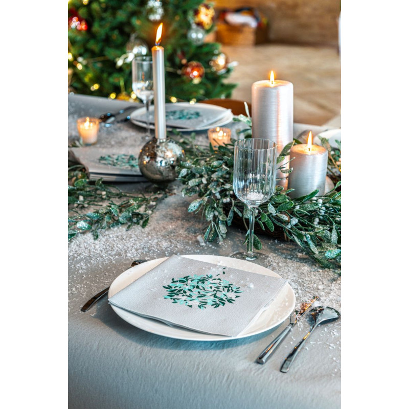 Serviettes de table en intissé Boules de Noël Or et Argent