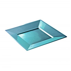 Assiette réutilisable carrée 18cm bleu turquoise par 12