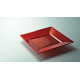 Assiette mariage carrée réutilisable rouge carmin 24 cm 12P recyclable
