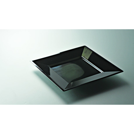 Assiette réutilisable carrée 24 cm coloris noir par 12