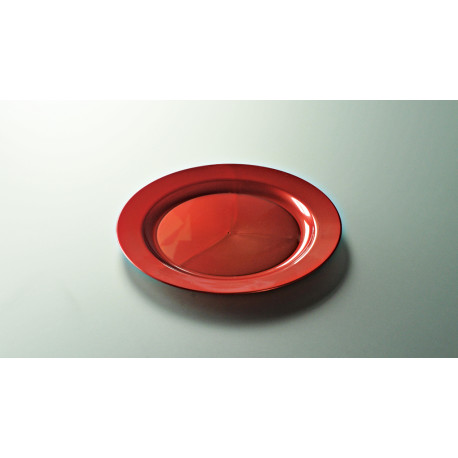 Assiette réutilisable recyclable ronde 19 cm Rouge Carmin 12P