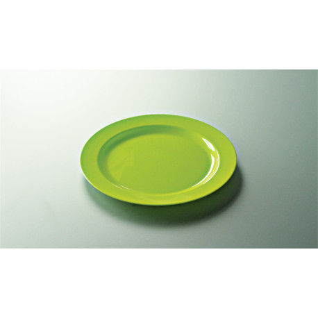 Assiette en plastique réutilisable ronde 19 cm vert anis 12P