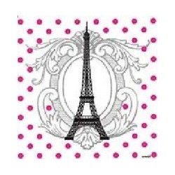Serviette cocktail jetable intissé Tour Eiffel 25x25 cm par 20