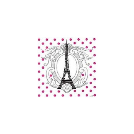 Serviette cocktail jetable intissé Tour Eiffel 25x25 cm par 20