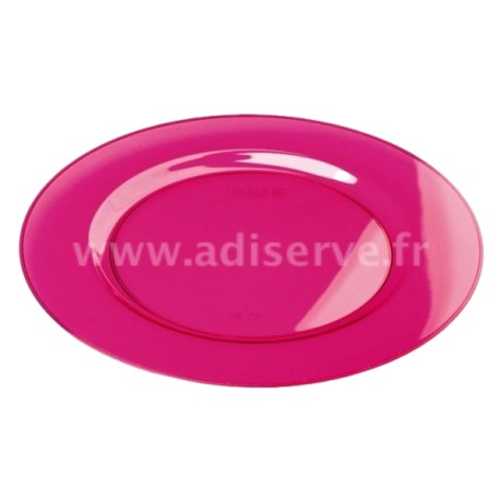 Sous-assiette ronde plastique rigide framboise 30 cm par 4