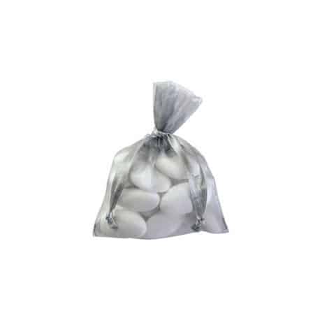 Sachet dragées en organdi argent 