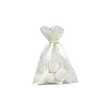 Sachet dragées en organdi ivoire par 10