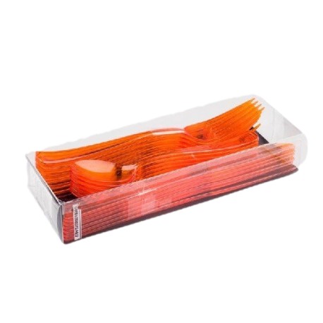 Ménagère 18 couverts plastique jetables couleur orange