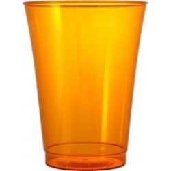 Verre en plastique réutilisable orange par 10