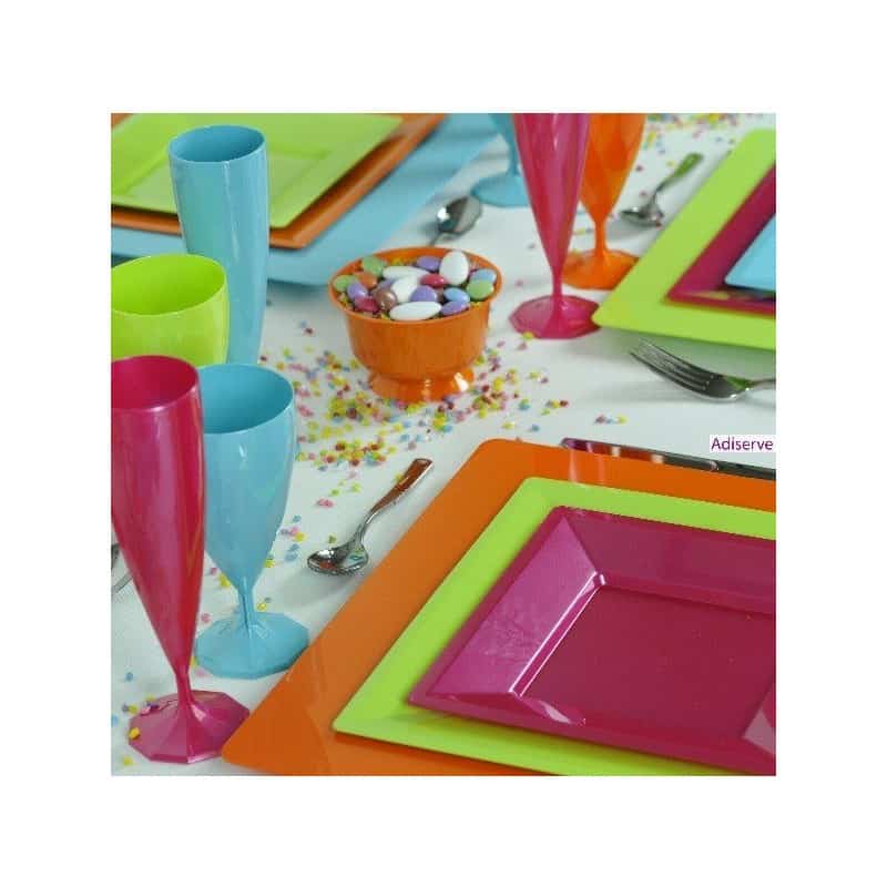 4 Assiettes de présentation plastique réutilisable 30 cm anis