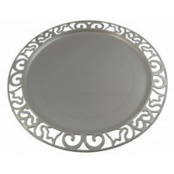 Sous-assiette plastique argent réutilisable ronde 30 cm par 4 