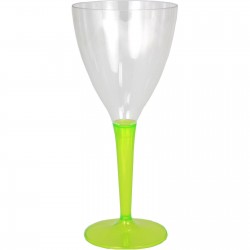 verre à pied de couleur vert anis en plastique réutilisable