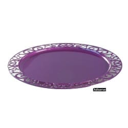  Sous-assiette ronde pourpre pailleté Or 