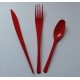 Ménagère couverts plastique réutilisables rouge