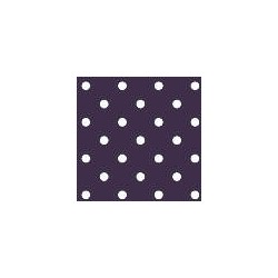 Serviette cocktail Paviot prune à pois blancs 25 cm par 20