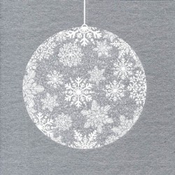 Serviette boule Noël argent papier intissé, 40 cm par 20