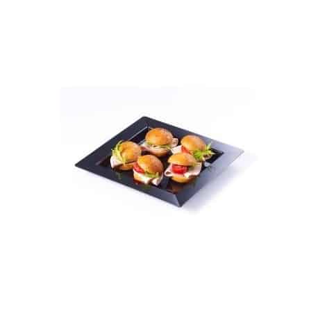 Assiette cocktail carrée Macao réutilisable de couleur noir 