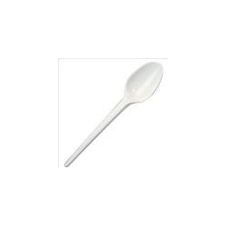 Cuillère à dessert en plastique blanc recyclable