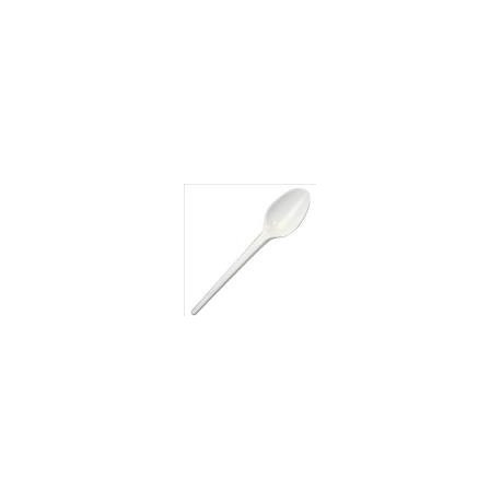 Cuillère à dessert en plastique blanc recyclable