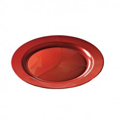  Assiette réutilisable en plastique rigide recyclable couleur carmin 24cm 