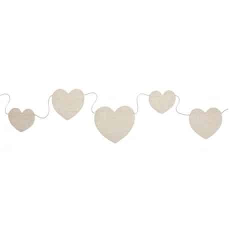 Banderole coeur blanc en tissu 150 cm