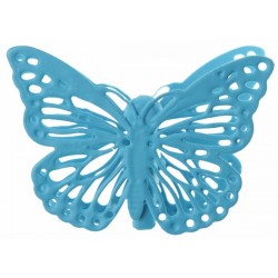 Papillon métal sur pince turquoise par 4
