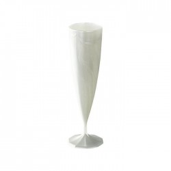 Flûte à champagne plastique effet torsadé blanc nacrée 