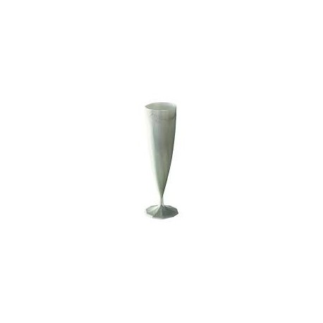  Flûte à champagne plastique effet torsadé argent 