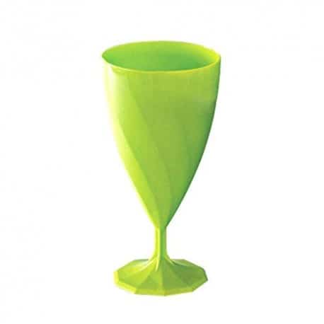 Verre à vin plastique jetable recyclable effet torsadé vert anis