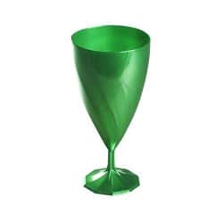 verre à vin à pied plastique réutilisable effet torsadé vert émeraude