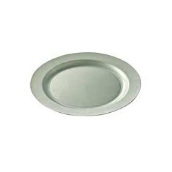 Assiette ronde 19 cm plastique rigide Argent réutilisable