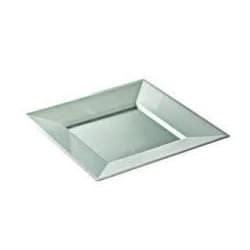 vaisselle plastique réutilisable carrée argent et blanc nacré