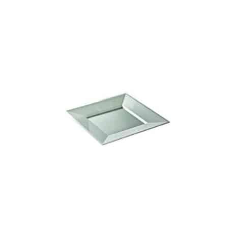 vaisselle plastique réutilisable carrée argent et blanc nacré