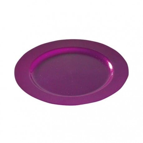 Assiette mariage réutilisable ronde 24 cm pourpre pailletée Or par 12