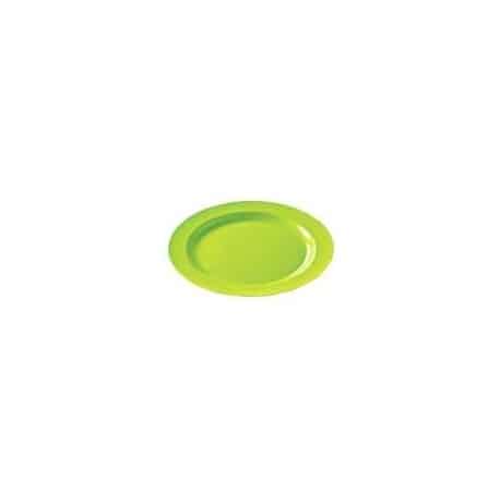 Assiette réutilisable en plastique rigide ronde 19 cm anis par 12