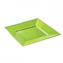 Assiette réutilisable et recyclable carrée 18 cm vert anis