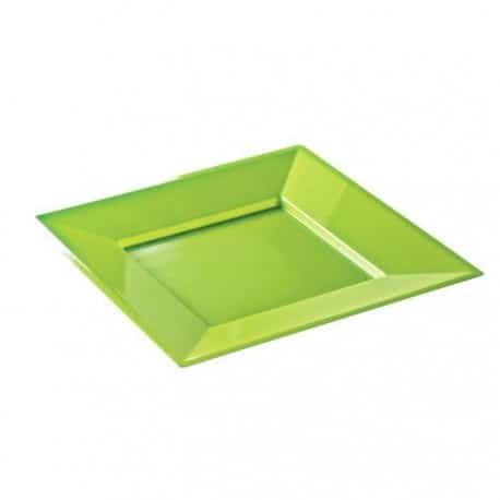 Assiette réutilisable et recyclable carrée 18 cm vert anis