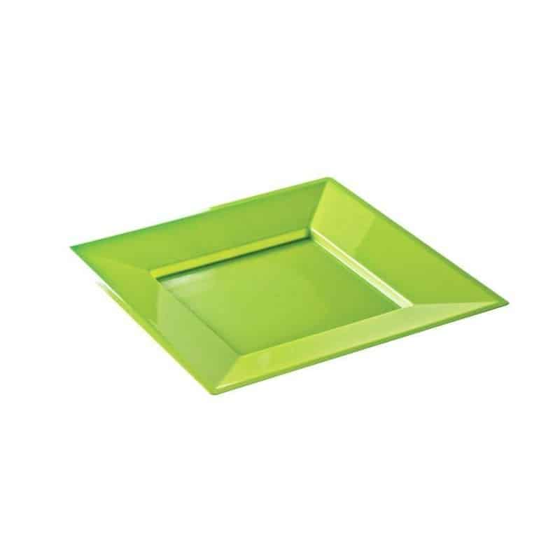 4 Assiettes de présentation plastique réutilisable 30 cm anis