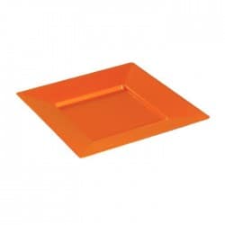 Assiette réutilisable carrée 18 cm orange, par 12