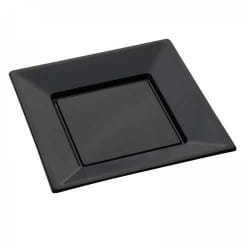  Assiette réutilisable carrée 18x18 cm coloris noir