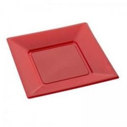 Assiette réutilisable recyclable carrée 18 cm carmin par 12